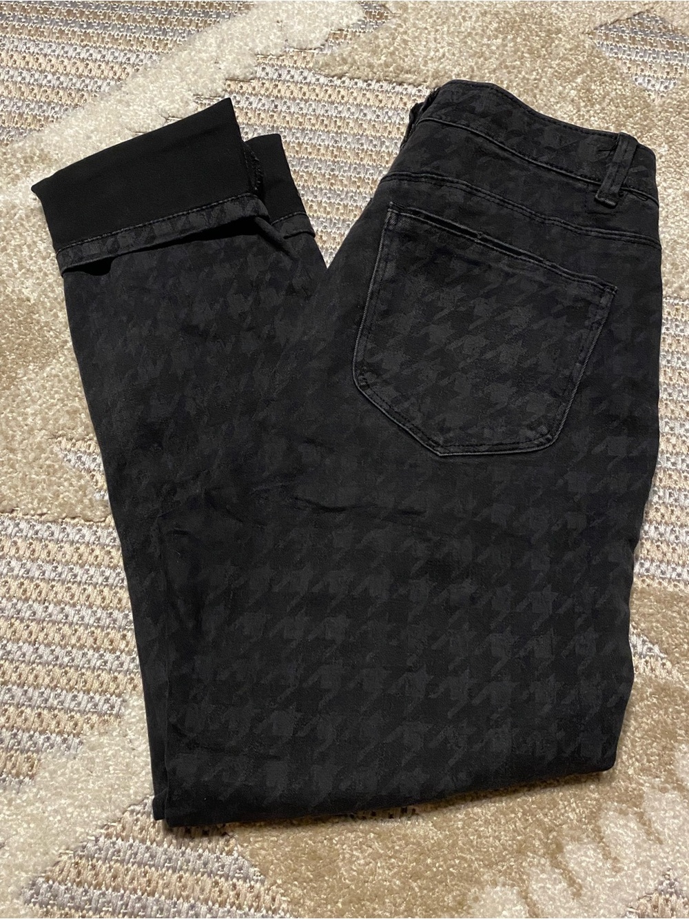 Democracy Black Houndstooth High-Rise Button-Fly Jeans